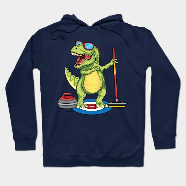 cool Dabbing Dinosaurs curling T Rex curler ice Sport Curling Hoodie by UNXart